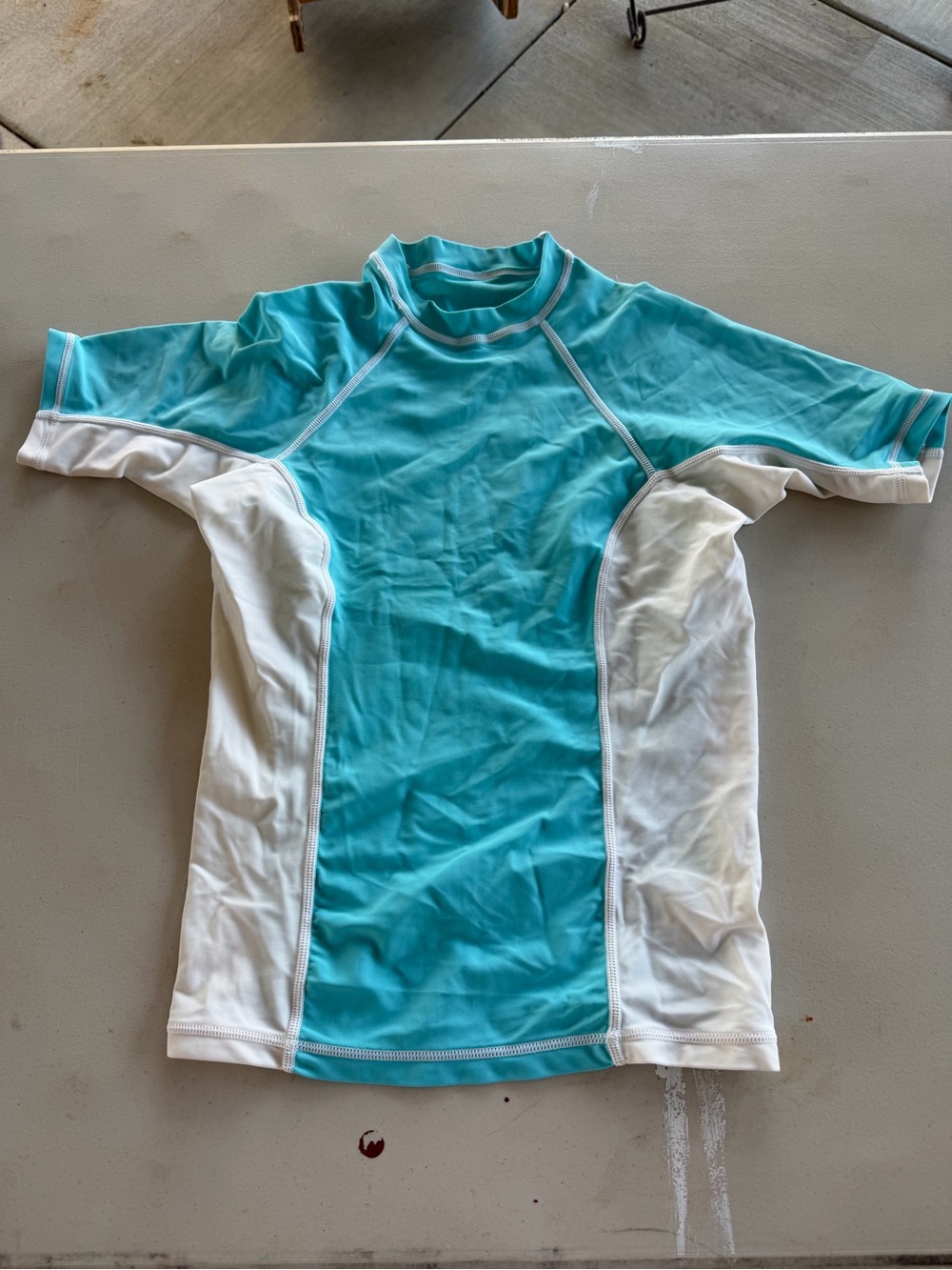 Clubswim Kids Short Sleeve Rash Guard Swim Shirt in Aqua and White